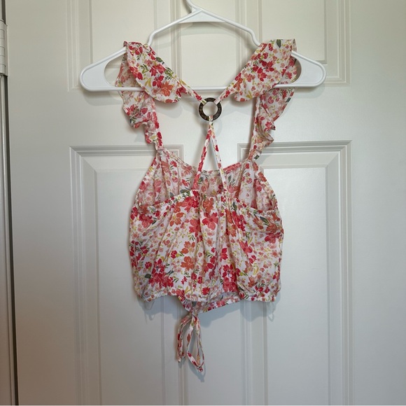 No Boundaries 2 Piece Skirt Set- White Pink Orange Floral Medium - Picture 5 of 13